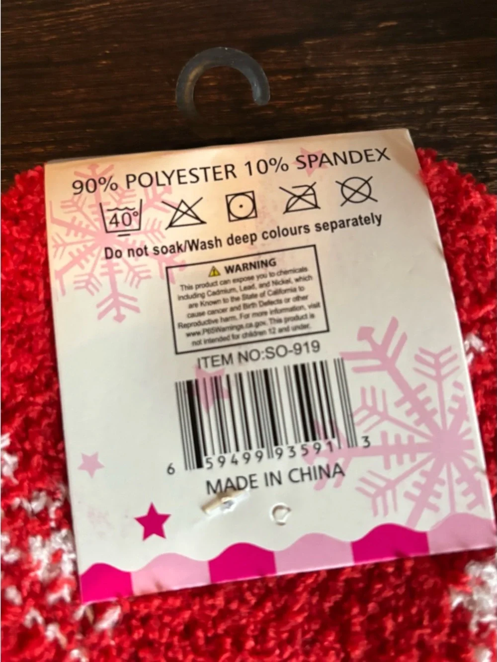Womens Red Polar Bear‎ Snowflake Fuzzy Socks SO-919 One Size